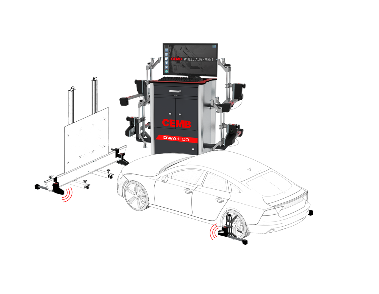 Cemb USA DWA1100ADAS Performace 8 Camera CCD With ADAS Calibration Assistance Imaging Wheel Alignment System