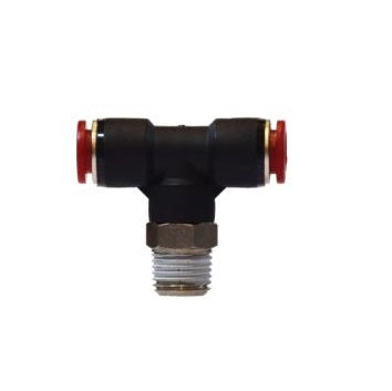 Midland 20-684 Push In T Fitting 8 mm Tube OD (2) x 1/4 in. Male NPT