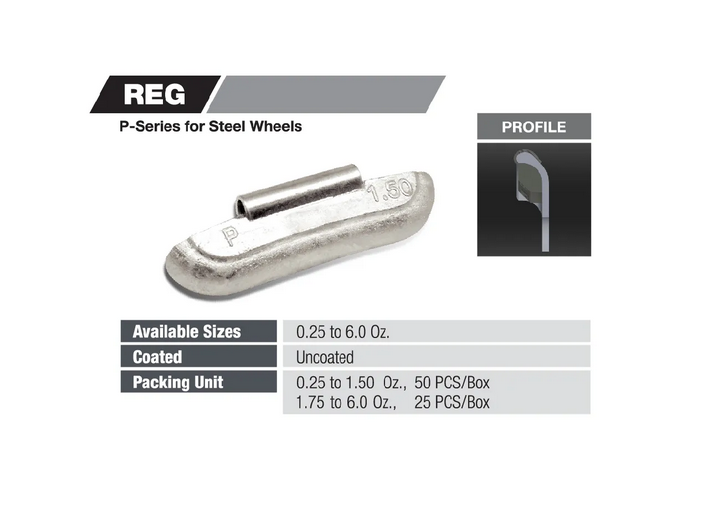 Eco-Line 1.50 Oz Uncoated Lead Clip On Weights (For Steel Wheels)