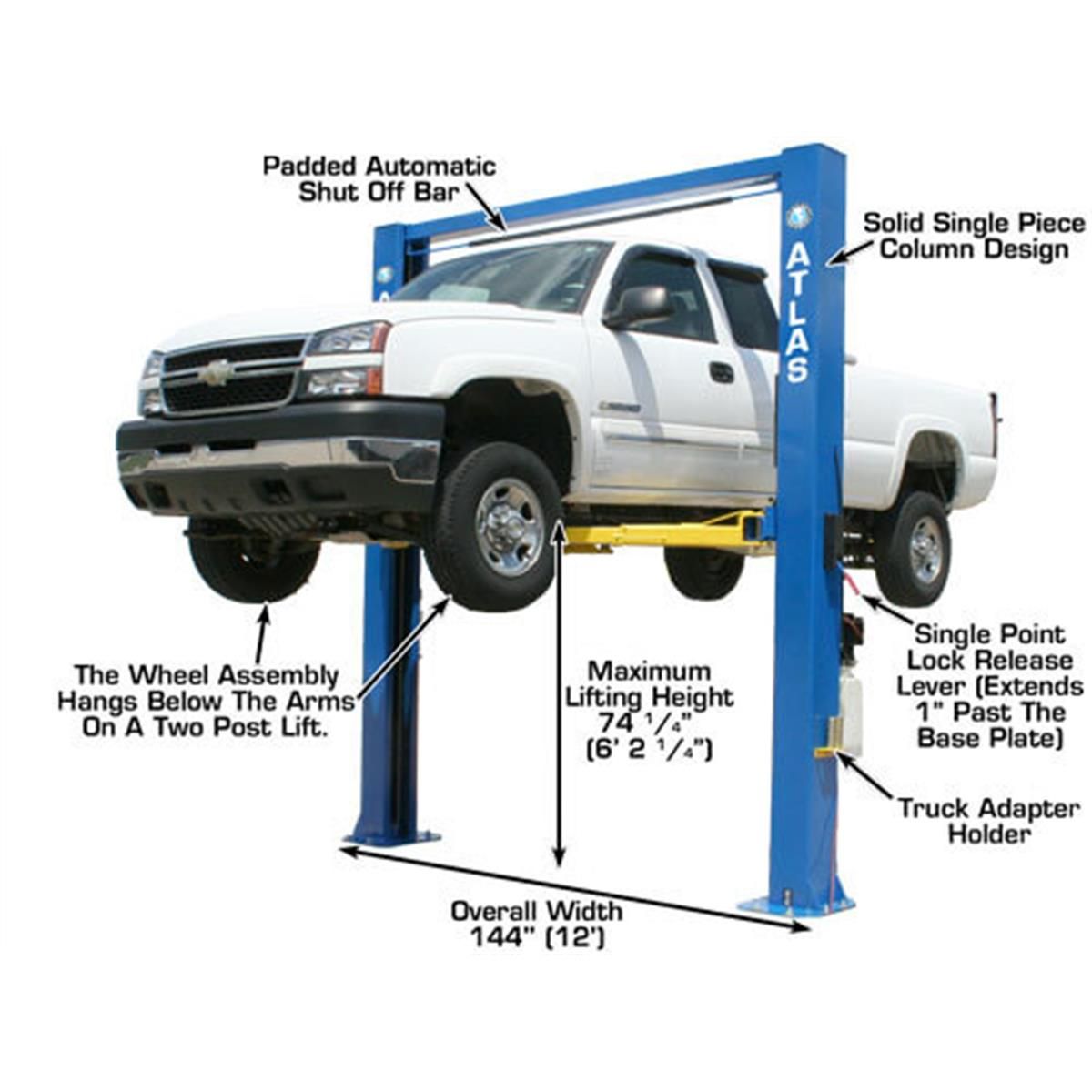 Atlas OHX10000X Commercial Grade Extra Tall 10,000 lb. Capacity 2-Post Lift