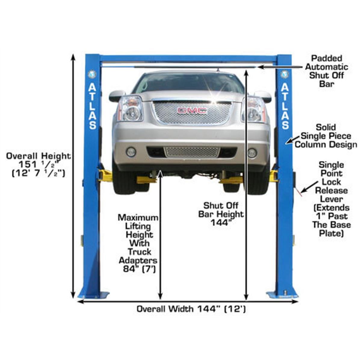 Atlas OHX10000X Commercial Grade Extra Tall 10,000 lb. Capacity 2-Post Lift