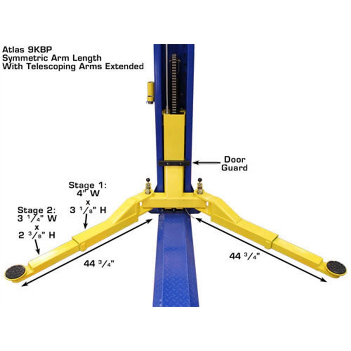 Atlas 9KBPX Baseplate 9,000 lb. Capacity 2-Post Lift